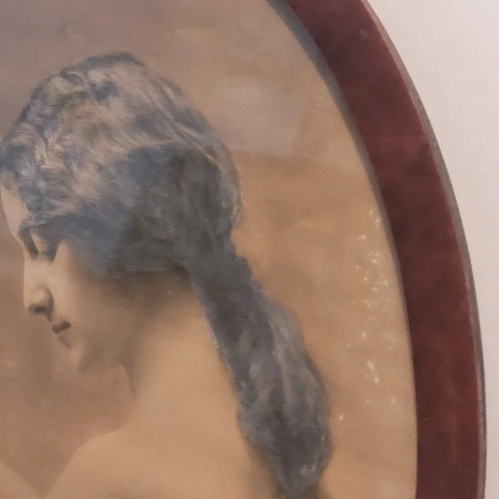 VTG Victorian Oval Picture Frame With Glass Of Mother And Baby Nursery Room